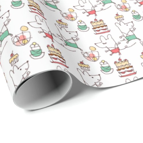 Cute Mice Bakery Chef Drawing Wrapping Paper