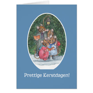 Cute Mice Carol Singers Dutch Greeting Cards