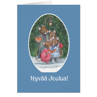 Cute Mice Carol Singers Finnish Greeting Cards