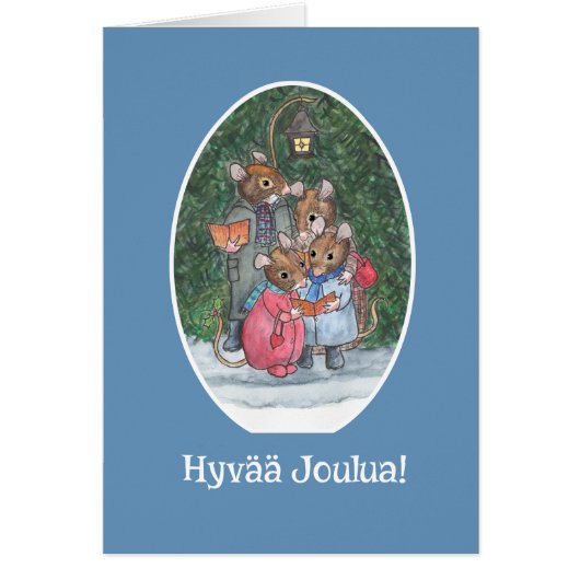 Cute Mice Carol Singers Finnish Greeting Cards (Front)
