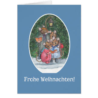Cute Mice Carol Singers German Greeting Cards