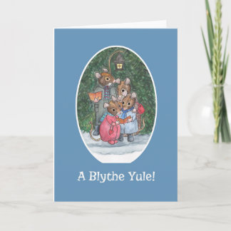 Cute Mice Carol Singers Scots Christmas Card