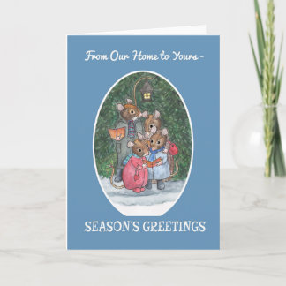 Cute Mice Carol Singers Season's Greetings Holiday Card