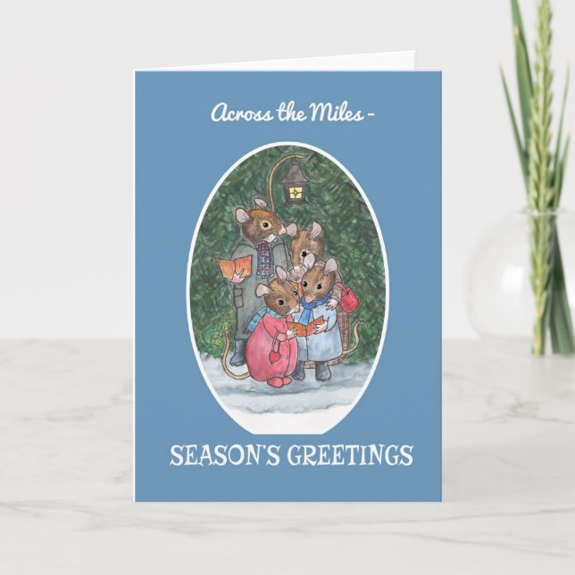 Cute Mice Carol Singers Season's Greetings Holiday Card (Front)