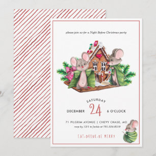 Cute Mice Christmas Holiday Party Invitation