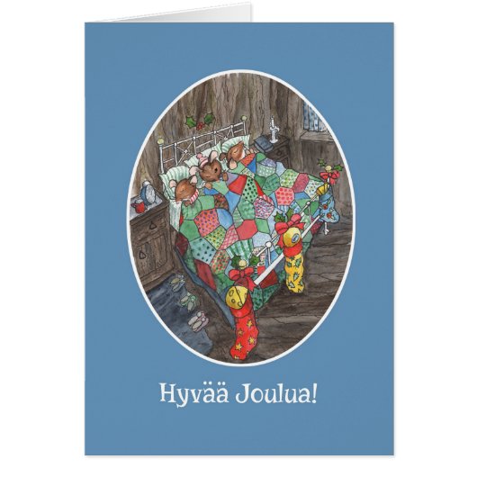 Cute Mice Christmas Stockings Finnish Greeting (Front)