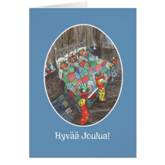 Cute Mice Christmas Stockings Finnish Greeting Cards