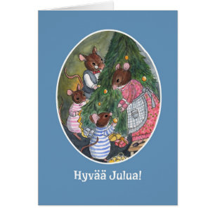 Cute Mice Decorating Christmas Tree Finnish