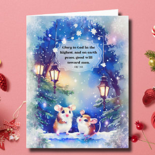Cute Mice Peace On Earth Bible Verse Christmas Card
