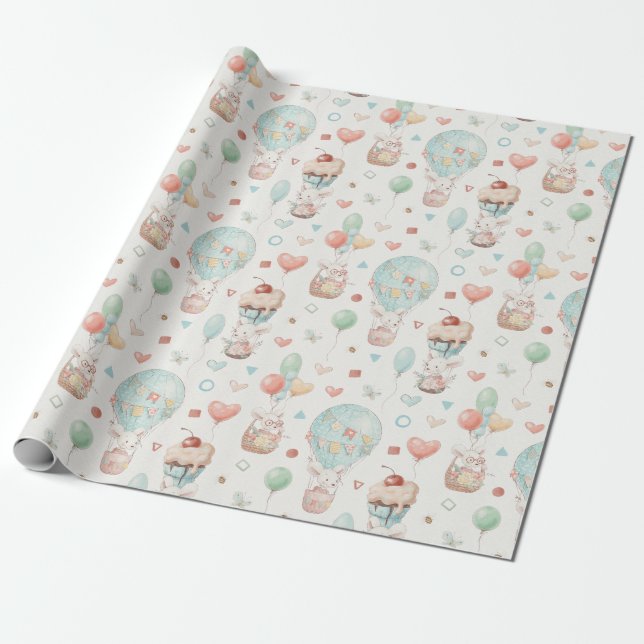 Cute Mice Wrapping Paper (Unrolled)