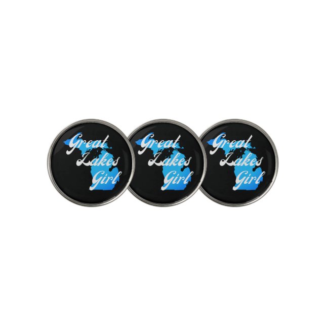 Cute Michigan Great Lakes Girl Golf Ball Marker (3 Up)