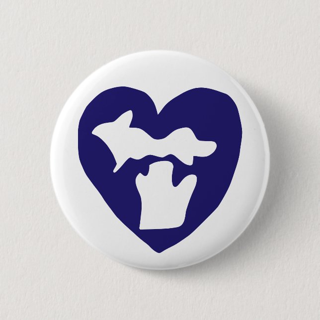 Cute Michigan Pride Heart Button (Front)