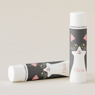 Cute Mid Century black cat portrait Lip Balm