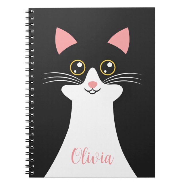Cute Mid Century black cat portrait Notebook (Front)