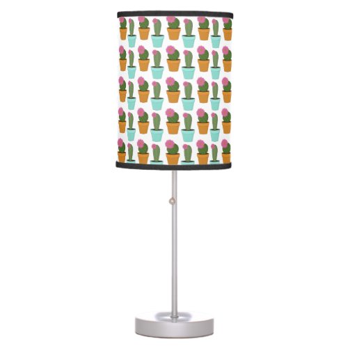 Cute Mid_Century Botanical Cactus Pattern  Table Lamp