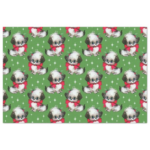 Cute Mid Century Retro Christmas Dog Tissue Paper