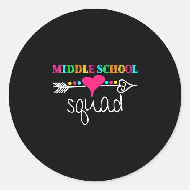 Cute middle school squad - middle school day back classic round sticker (Front)