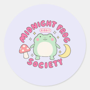 Cute Midnight Frog Society Kawaii Pastel Mushroom Classic Round Sticker
