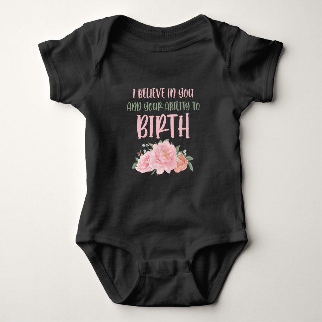 Cute Midwife Baby Catcher Birth Doula Baby Bodysuit (Front)