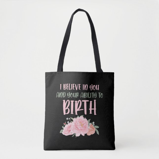Cute Midwife Baby Catcher Birth Doula Tote Bag (Front)