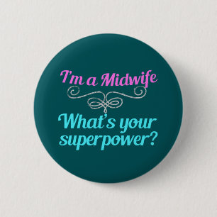 Cute Midwife Superhero Button