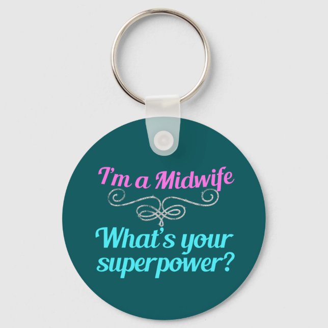 Cute Midwife Superhero Keychain (Front)