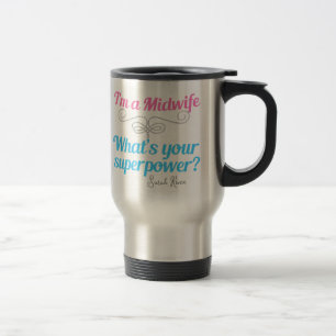 Cute Midwife Superhero Personalized Travel Mug