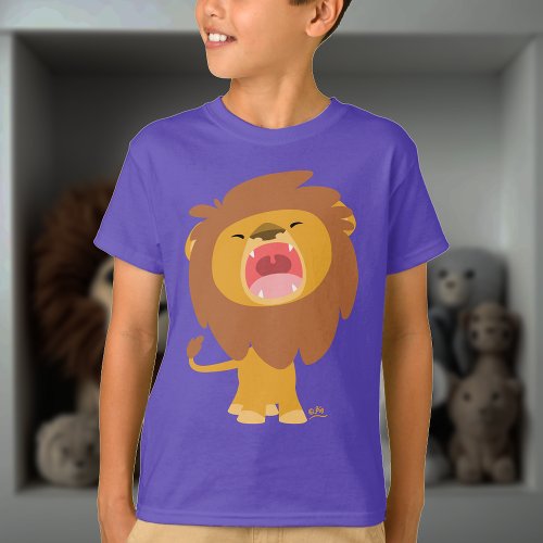 Cute Mighty  Roaring Lion Cartoon Children T_shirt