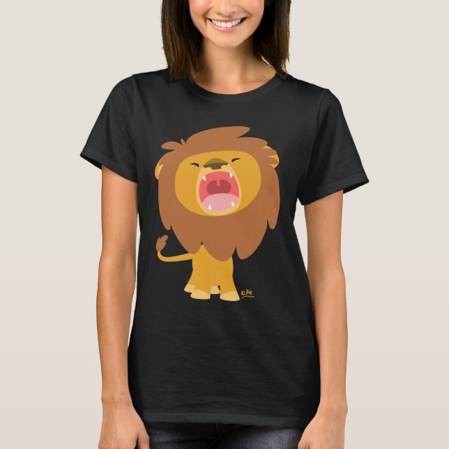 Cute Mighty  Roaring Lion Cartoon Women T-shirt (Front)