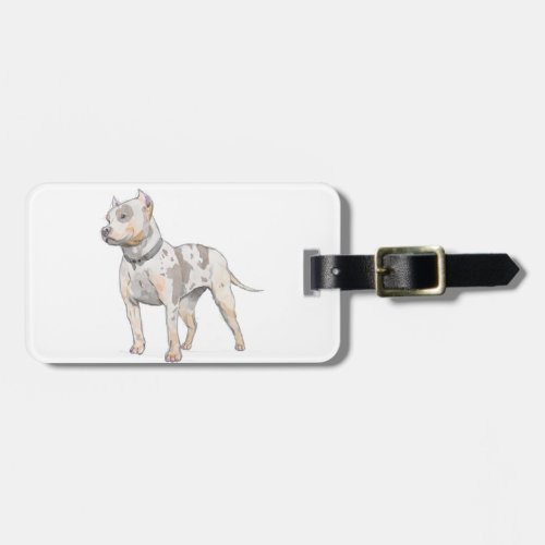 Cute  Mighty Watercolor Sketch Pit Bull Dog Luggage Tag