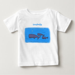 Cute migrating cartoon whales illustration baby T-Shirt