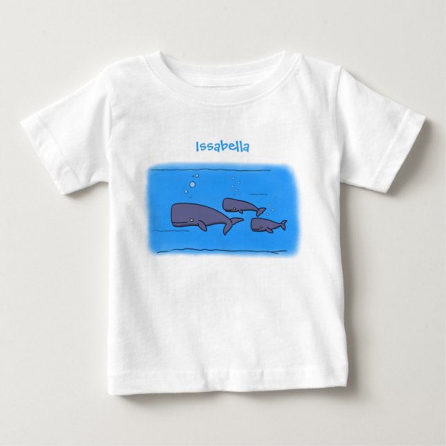 Cute migrating cartoon whales illustration baby T-Shirt (Front)