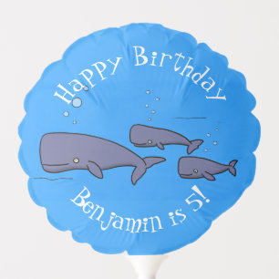 Cute migrating cartoon whales illustration balloon