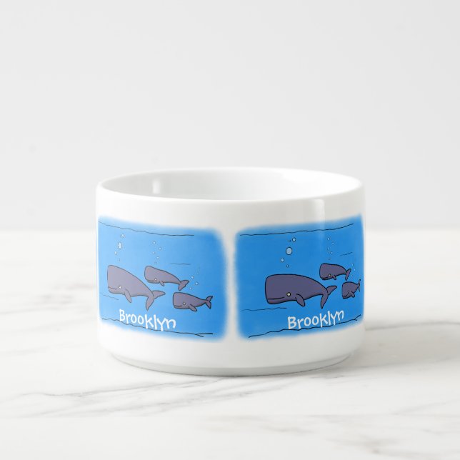 Cute migrating cartoon whales illustration bowl (Center)