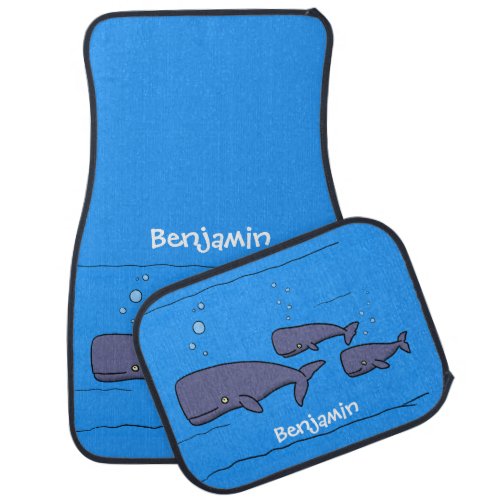 Cute migrating cartoon whales illustration  car floor mat