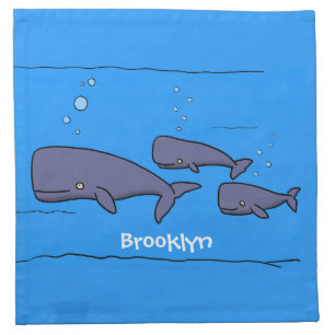 Cute migrating cartoon whales illustration cloth napkin