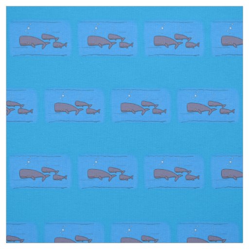 Cute migrating cartoon whales illustration fabric