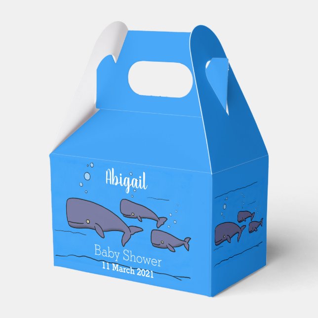 Cute migrating cartoon whales illustration  favor boxes (Front Side)