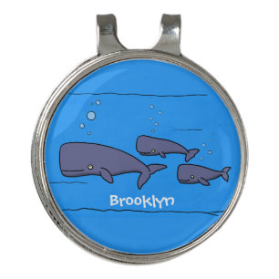 Cute migrating cartoon whales illustration golf hat clip