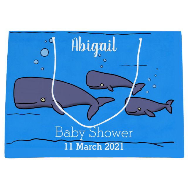 Cute migrating cartoon whales illustration  large gift bag (Front)