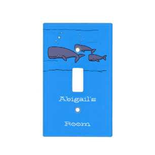 Cute migrating cartoon whales illustration  light switch cover