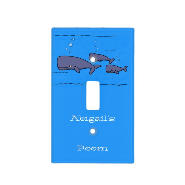 Cute migrating cartoon whales illustration  light switch cover (Front)