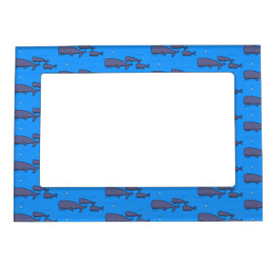 Cute migrating cartoon whales illustration magnetic frame