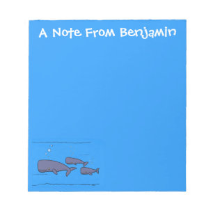 Cute migrating cartoon whales illustration notepad