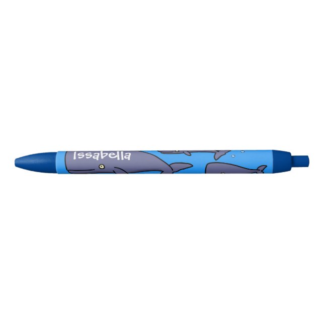 Cute migrating cartoon whales illustration pen (Front)