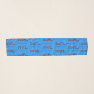 Cute migrating cartoon whales illustration scarf