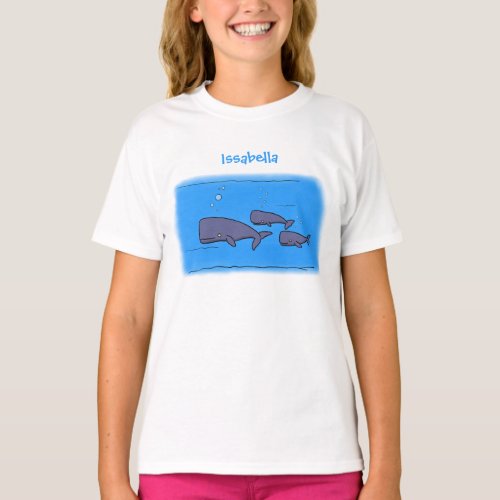 Cute migrating cartoon whales illustration T_Shirt