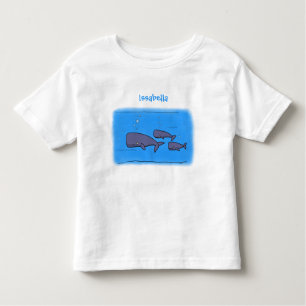 Cute migrating cartoon whales illustration toddler t-shirt