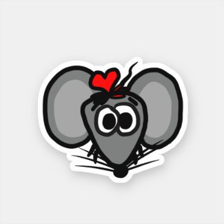 Cute Miki the Mouse Sticker with Red Heart