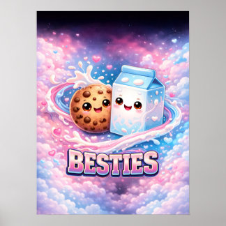 Cute Milk and Cookie Art Poster